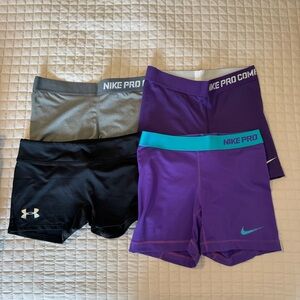 Nike Pro Women's Athletic Shorts Set - Black, Gray, Purple